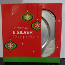 6Pcs Metallic Charger Plates 33cm Plastic Table Dinner Party Christmas Wedding