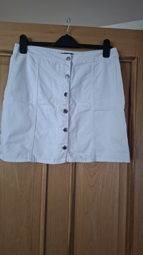 White denim mini skirt with - white,