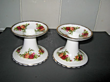 A Pair of Royal Albert Old Country Roses Candlestick Holders 1st Quality