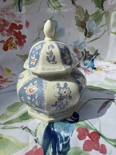 Vintage Lichte GDR Fine China Sugar Bowl Blue White Floral Porcelain 1949s