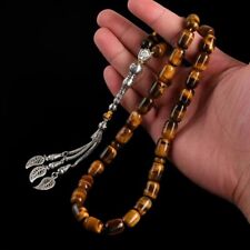 33 Natural Agate Stone Yellow Tiger eye islamic Tasbih Masbaha Subha Prayer Bead