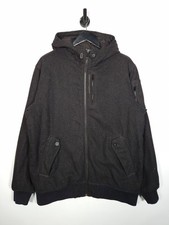 Vans Bomber Jacket Size XL Men's Charcoal Grey Wool Padded Hooded Coat Full Zip