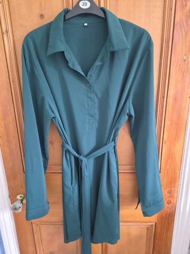 Dark green shirt dress - green,