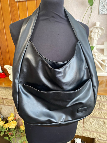 Black faux leather hobo - faux,
