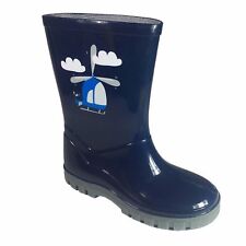 Boys Toddler Baby Navy Helicopter Stormwells Wellies Wellington Boots 3 to 12