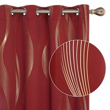 Deconovo Soft Wave Line Foil Printed Blackout Curtains Thermal Insulated Curtain