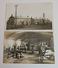 TWO ORIG WW1 REAL PHOTO POSTCARDS RFC 1917 FARNBOROUGH ENGINE SHOP & BARRACKS