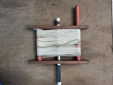 Vintage Wooden Fishing Line Winder Hand Reel Laundry /Kite Line Winder w/ String