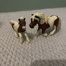 Schleich RARE RETIRED Shetland Ponies Mare and Foal 13662, 13608