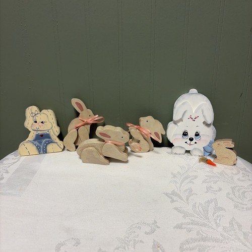 Handmade wooden painted rabbit - painted,