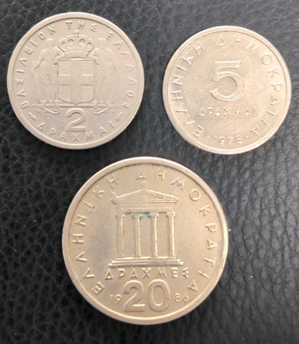 Greek drachma coins - greek, 1954