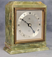 Mid 20th Century Vintage Dent of London Elliot Green Onyx Mantel Clock Working