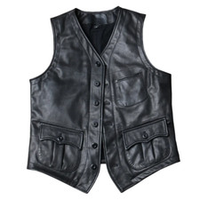 Mens Cowhide Leather Vest Coat