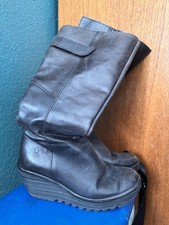 Fly London Black Knee High Zip