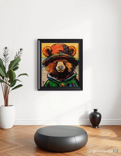 Original acrylic painting bear - original,