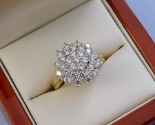 QVC DIAMONIQUE 14CT YELLOW GOLD 1.86CT CUBIC ZIRCONIA CLUSTER RING 3.9g - SIZE L