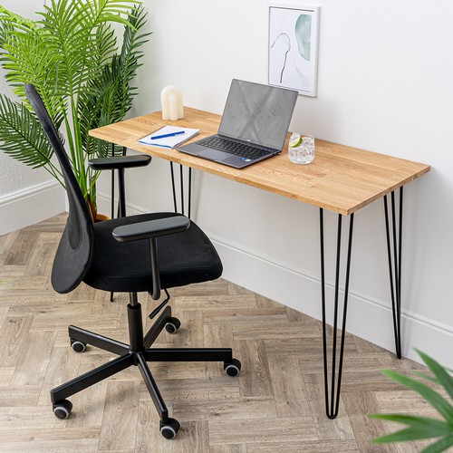 Solid oak wood desk hairpin - solid, &