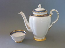 Tuscan Harrods Coffee Pot & Sugar Bowl - White Blue Gold