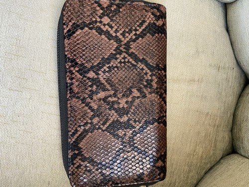 Faux snakeskin clutch - snakeskin,