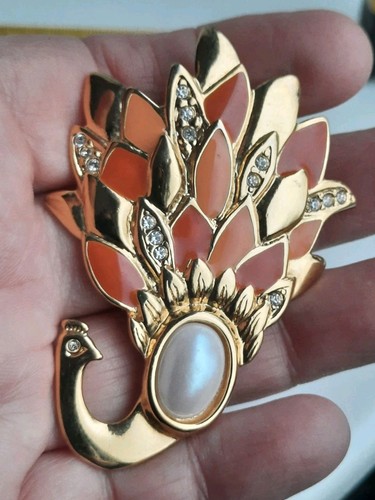 Vintage peacock brooch pin - vintage,