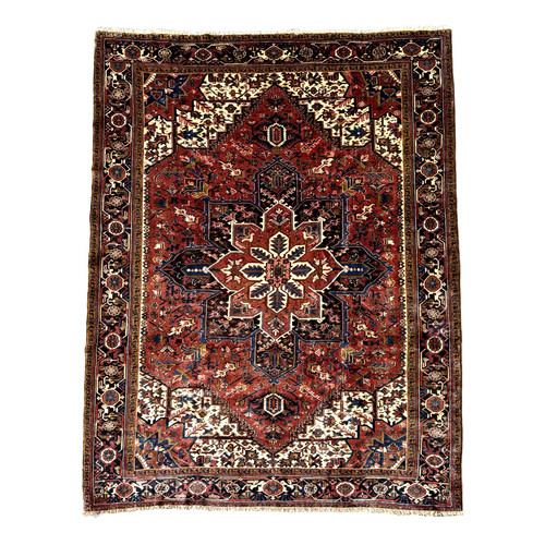 Vintage cleaned heriz rug - vintage,