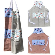 Quality UK Handmade Nautical Apron - Red / Blue with Fish / Seaside TRACKED POST