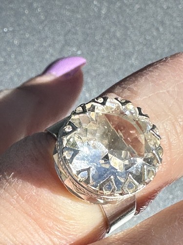 Rock crystal 830s silver ring - rock,