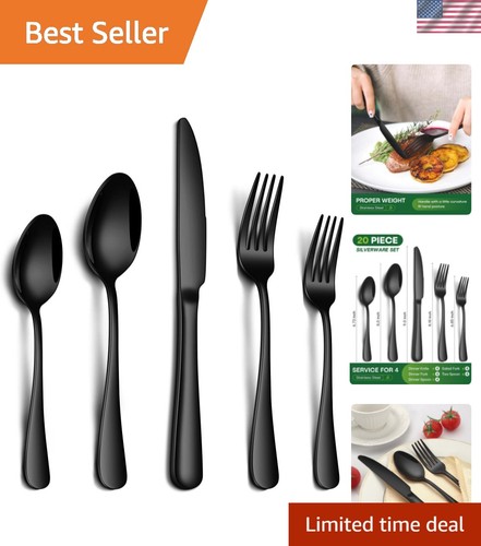 Piece black silverware set - black,