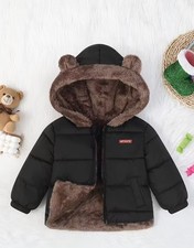 Baby Boy Winter Jacket 12-18 Months Black Coat / Hood Ears & Faux Fur Lining