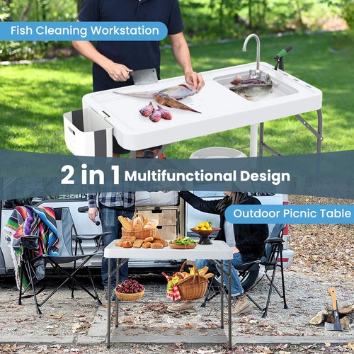 Fish cleaning table - cleaning, in