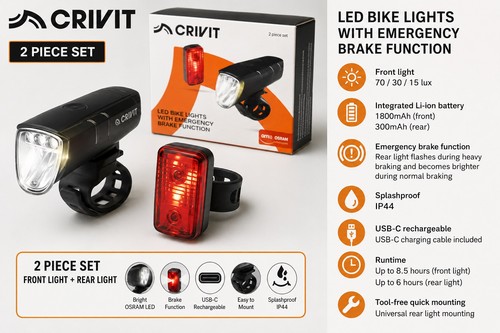 Crivit led bike lights - crivit,
