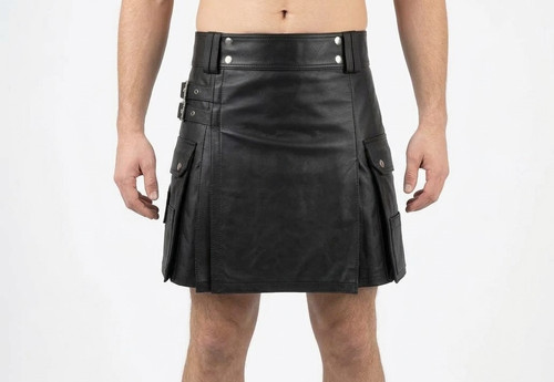 Men black leather - black, gladiator