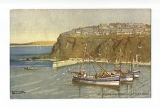 PORT ISAAC - HARBOUR - OLD 1948 POSTMARK POSTCARD - CORNWALL - ARTIST SIGNED