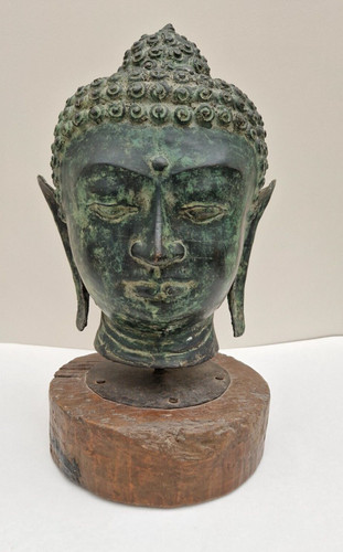 Thai style bronze buddha head - buddha,