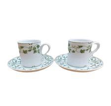 2  X Zara Home Porcelain Green White Espresso/ Demitasse  Coffee cups & Saucers