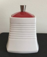 Belleek Living Solace covered sugar bowl with red coloured lid - 7401