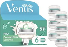 GILLETTE VENUS COMFORTGLIDE SENSITIVE, 6 RAZOR BLADE REFILLS, ONLY GENUINE !!!