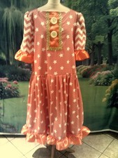 Orange/White  Panto Dame, Orange Bib 52" chest, yellow buttons