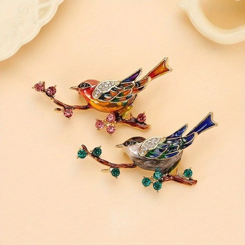 Magpie bird enamel brooch - 1,