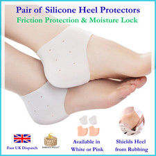2x Heel Gel Foot Silicone Protector Cracked Care Skin Sleeves Socks Blister Uk P
