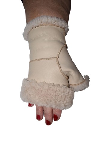 Shearling fingerless gloves - shearling,