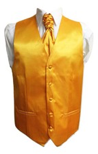Men's Satin Waistcoat Vest + Matching Cravat 2 Pcs Set For Suit Wedding