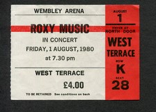 1980 Roxy Music Bryan Ferry Concert Ticket Stub UK Flesh Blood Love Is The Drug