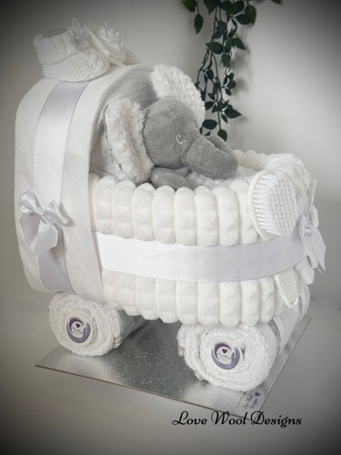 Nappy cake pram baby boy - cake,