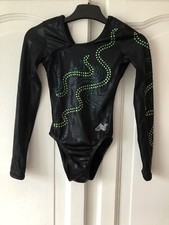 Black & Green gymnastics leotard Alpha factor 8-10 Yrs 28