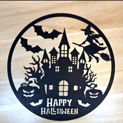 Halloween round wooden - halloween,