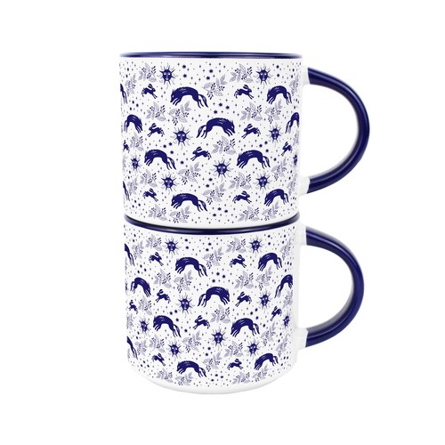 Wolves hares ceramic mug - mug,