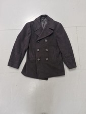US Navy Vintage Wool Peacoat Size 38 Small Dark Blue 1970s Anchor Button 