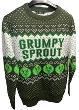 NWOT Men’s Knitted Jumper Sweater - Christmas Ugly Grumpy Sprout Size S Green