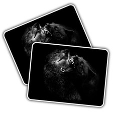 2x Vinyl Sticker Fierce Black Wolves Wolf Dog Fight #52841